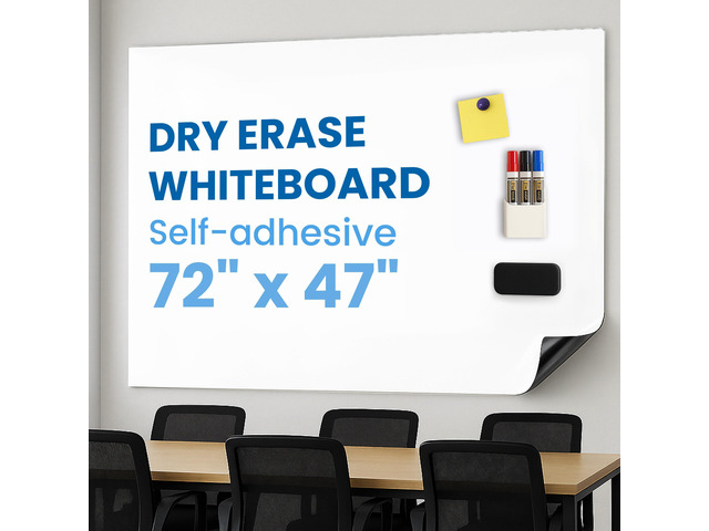 Magnetic Whiteboard Contact Paper 72' x 48', Self-Adhesive Magnetic Dry Erase White Board Sticker for Wall, Peel and Stick Wallpaper, Easy to Write...