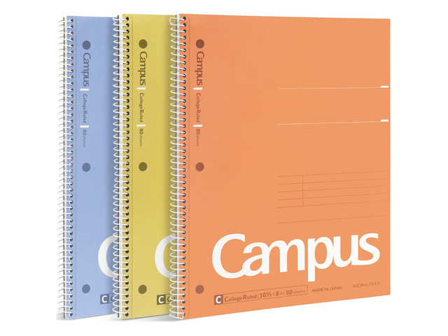 Spiral Notebooks, 3 Pack 10-1/2' x 8' Lined Notebook College Ruled Campus Subject Notebooks, 80 Sheets, 3 Holes School Japanese Ring Journal for...