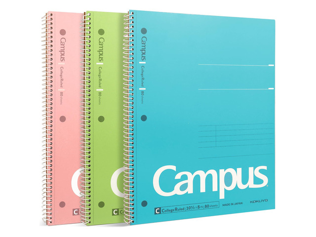 Spiral Notebooks, 3 Pack 10-1/2' x 8' Lined Notebook College Ruled Campus Subject Notebooks, 80 Sheets, 3 Holes School Japanese Ring Journal for...