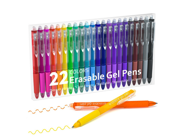 Erasable Gel Pens, 22 Colors Retractable Erasable Pens Clicker for Back to School, Fine Point, Make Mistakes Disappear, Assorted Color Inks for...