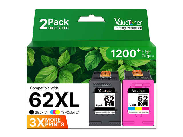 62XL Ink Cartridges for HP Ink 62 for HP 62XL Ink Cartridge Combo Pack Works with Envy 7640 7645 5660 5540 5640 7644 OfficeJet 5740 5741 8040...