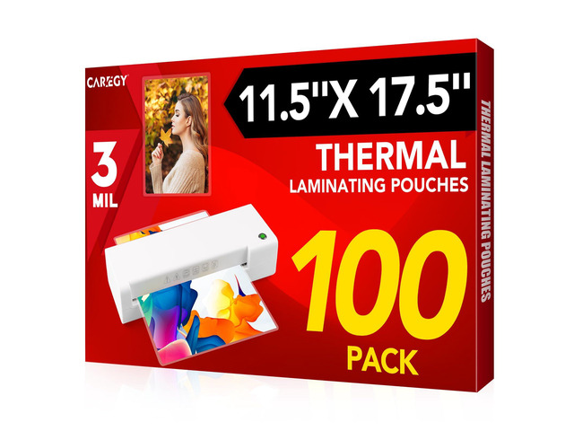 100 Pack Laminating Sheets, Hold 11 x 17 Inch Sheet, 3 Mil Clear Thermal Laminating Pouches 11.5 x 17.5 Inch Lamination Sheet Paper for Laminator,...