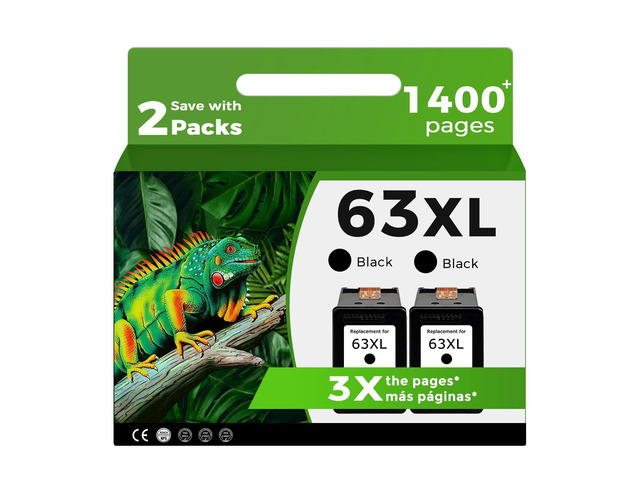 63XL Black Ink Cartridge Compatible for HP Ink 63 XL HP63 HP63XL 4650 3830 High-yield Replacement for 5255 4520 5258 3630 4652 4655 5200 4512 3632...