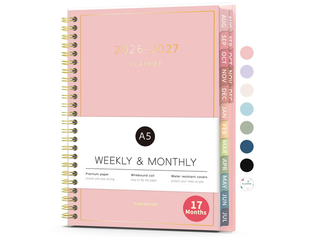 17 Month Academic Planner 2026-2027, Aug 2026-Dec 2027, 6.3'x8.4' Calendar Planner Weekly and Monthly, Daily Agenda Book Organizer, College School...