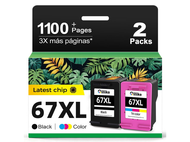 67XL Ink Cartridges Black/Color Combo Pack Replacement for HP Ink 67 XL fit for HP67 DeskJet 2827e 2855e 4227e 4255e 2700 2700e 2752 2742e 2755...