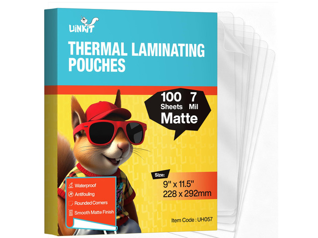 7Mil Matte Laminating Pouches, 100Pack Letter Size 9x11.5 Inches Thick Thermal Laminating Sheets for Professional Use - Anti-Glare for Blueprints,...