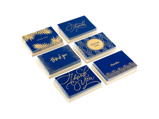 Bulk Thank You Cards with Envelopes, 120-Pack (Gold and Navy)