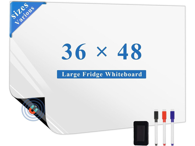 Large Magnetic Fridge Whiteboard: Keep Every Family to-Do List Clear Supports Whole-Family Planning, 48' x 36' Reusable Dry Erase Surface, Weekly...