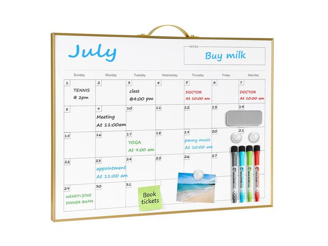 White Board Calendar - 12 X 16 Inches Magnetic Dry Erase Board Monthly Calendar, Double Sided Whiteboard with a Handle, to Do List Notepad for...