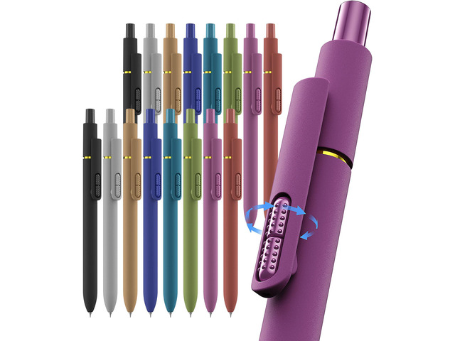 16 Pcs Gel Pens, Black Ink with Fidget Clip, Fine Point(0.5mm) Stress Relief, Quick-Drying Smooth Writing,School and Office Supplies vintage color