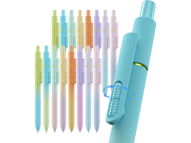 16 Pcs Gel Pens-Black Ink, Fine Point(0.5mm),with Fidget Clip Quick-Drying,Stress Relief, Smooth Writing,School and Office Supplies
