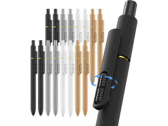 16 Pcs Gel Pens Black Ink, Fine Point(0.5mm),with Fidget Clip Stress Relief, Quick-Drying Smooth Writing,School and Office Supplies(black white)