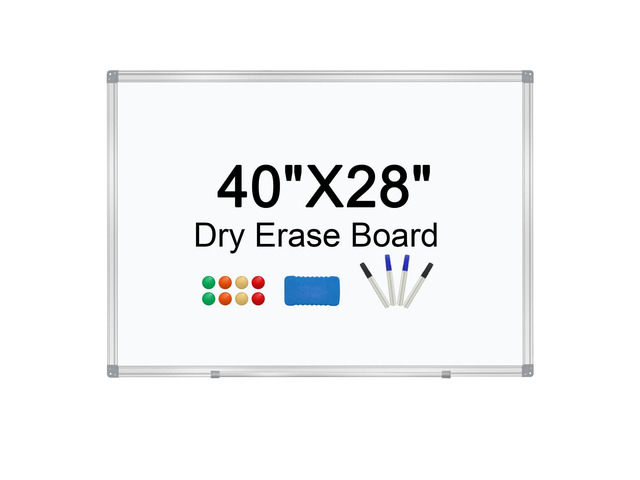 Dry Erase Board for Wall Aluminum Presentation Magnetic Whiteboard with Long Pen Tray, Wall-Mounted White Board for School, Office and Home (40'x28')