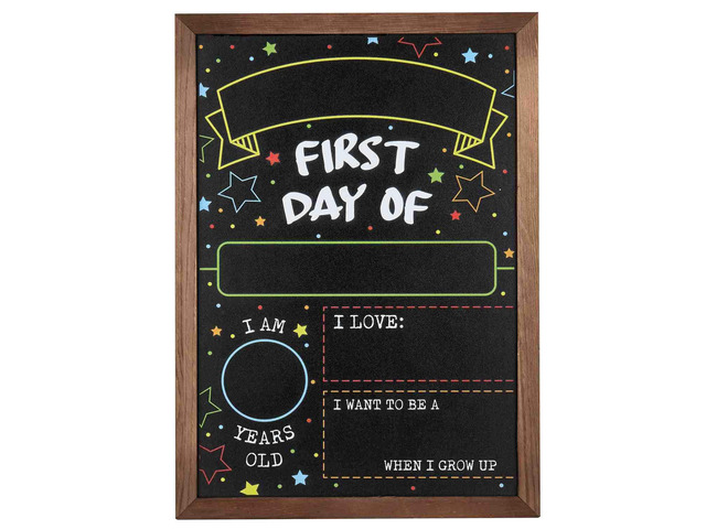 First Day Last Day of School Chalkboard - Sign with Frame - 14' x 10' For Use With Chalk