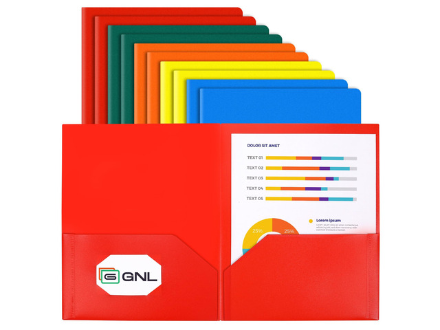 Plastic Folders with Pockets, Pack of 10, Colored Heavy Duty 2 Pocket File Folders Letter Size, Pocket Folders for School, Home, and Office