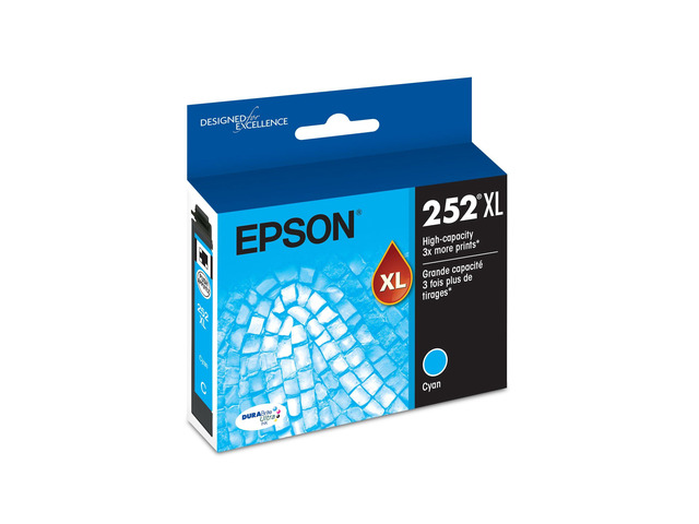 252XL Genuine High Capacity Cyan Ink Cartridge T252XL220 Works With WorkForce WF-3620 WF-3640 WF-7110 WF-7210 WF-7610 WF-7620 WF-7710 WF-7720 Printers