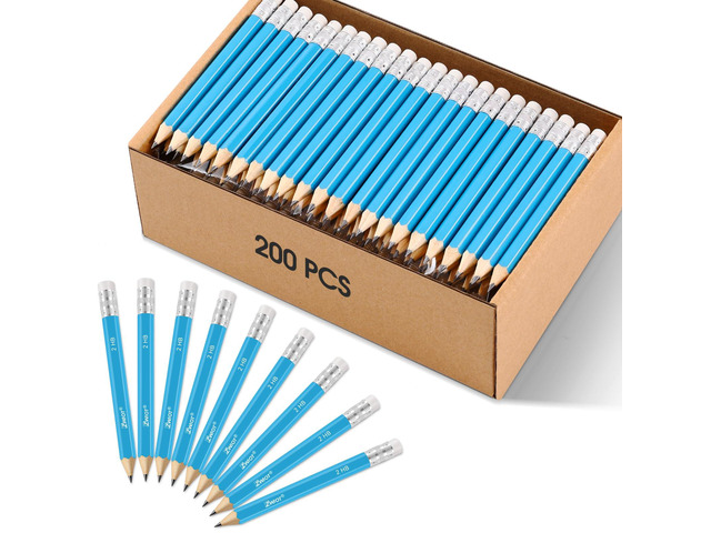 Golf Pencils with Eraser Mini, #2 HB Half, 200 Count, Pre-Sharpened 4' Small Pencils Bulk, Wood Cased Short for Classroom, Office, School, Wedding...