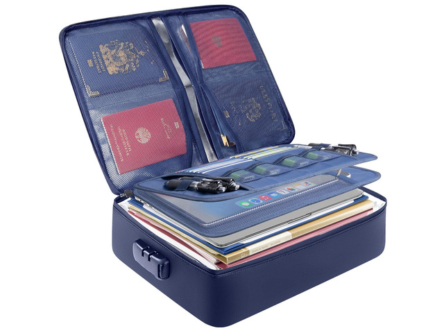 Fireproof Document Box with Lock, Waterproof Fire Safe File Bag Fire Proof Certified, Waterproof Dual Zippers, Combination Lock, Multi-Compartment...