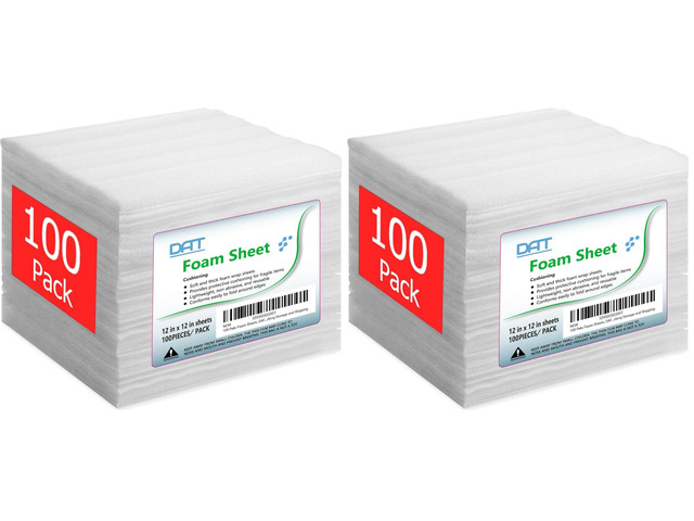 200 Pack Foam Sheets, 12' x 12', 1/16' Thickness, Foam Wrap Cushioning Material, Moving Supplies for Packing Storage and Shipping