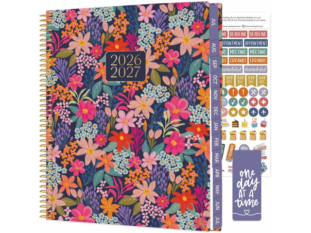 2026-2027 Planner (8.5 x 11') 13 Month Academic Year Organizer (July 2026 - July 2027) - Weekly & Monthly Agenda Book with Stickers & Tabs - Floral...