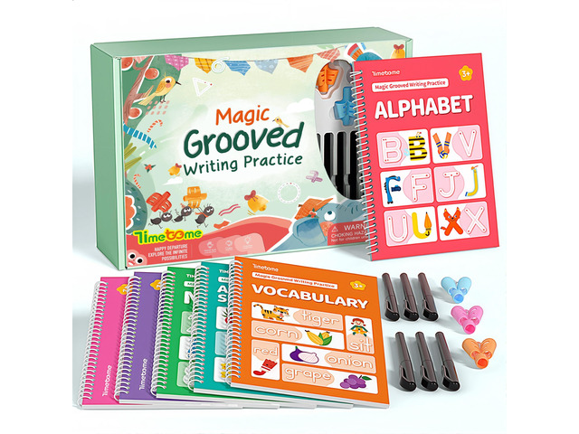Magic Grooved Writing Practice Books for Kids 3-8 Reusable 3D Groove Handwriting Practice Workbooks for Kids, Large Preschool Writing Books with...