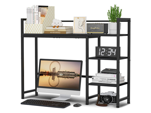 Desk Shelf, 38.6' Desk Hutch for Computer Monitor, Desktop Organizer Shelf, 4 Tier Desk Display Rack, Wood Desktop Bookshelf Storage Rack for Home...