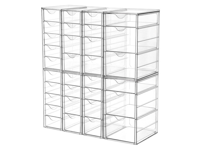 Acrylic Desk Organizer with 32 Drawers for Office, Makeup, Crafts Clear Storage Drawers for Office Supplies, Desktop Organization for Makeup,...