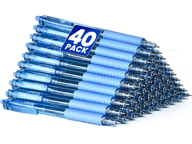 40 Pack Bulk Pens Ballpoint, Smooth Writing Pens with Soft Grip Retractable Blue Ink Pens, Medium Point 1.0mm Pen for Journaling, Ballpoint Pen...