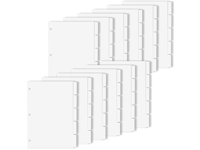Binder Dividers for 3 Ring Binder, 1/5 Cut Tabs, Letter Size Blank Dividers Write On Page with 5 Big Tabs for School Office Home, 12 Sets, 60...
