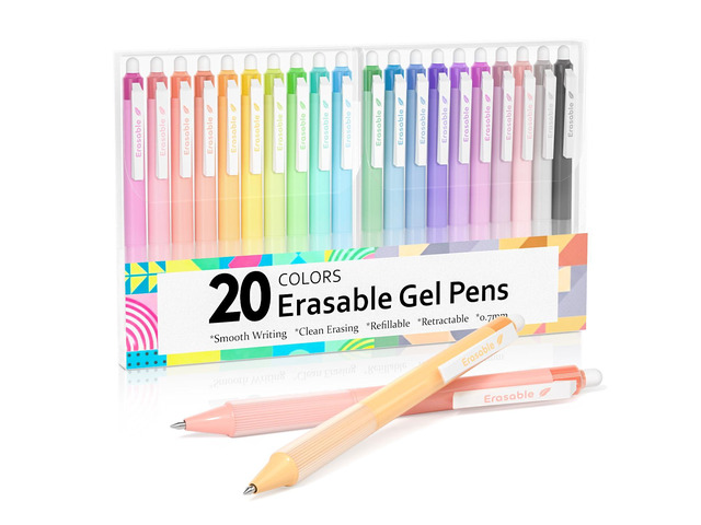 Erasable Gel Pens, 20 Colors Retractable 0.7mm Fine Point Erasable Pens Clicker for Back to School, Assorted Color Inks, Make Mistakes Disappear...