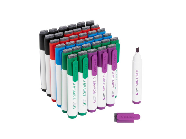Dry Erase Markers Chisel Tip Set, 36 Pack, Assorted Colors, Whiteboard Pens with Chisel Point and Built In Eraser Caps, Low Odor Ink, Dry Erase...