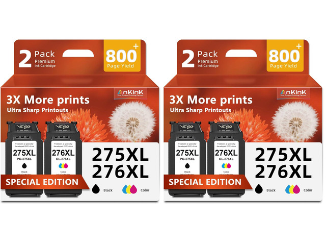 275XL 276XL Black Color Ink Replacement for Canon PG 275 CL 276 XL (Pack of 2)