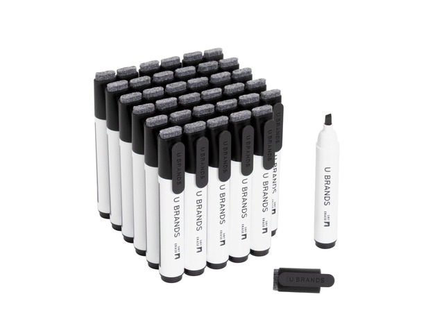 Dry Erase Markers Chisel Tip Set, 36 Pack, Black, Whiteboard Pens with Chisel Point and Built In Eraser Caps, Low Odor Ink, Dry Erase Markers For...
