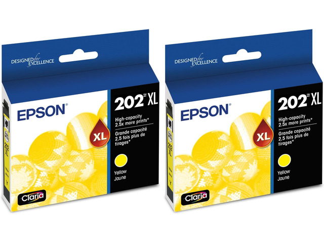 T202 Claria -Ink High Capacity Yellow -Cartridge (T202XL420-S) for Select Expression and Workforce Printers (Pack of 2)