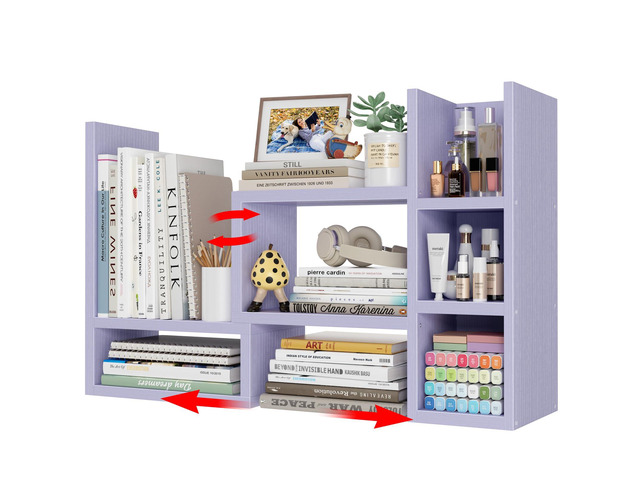 Desk Shelves Desktop Organizer Shlef - Purple Office Organization for Top of Desk Organizers and Accessories Corner Bookshelf Table Top Shelving...