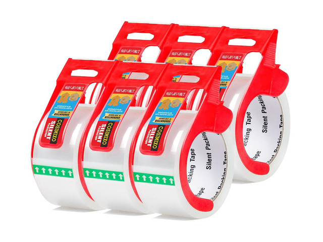 6-Pack No Noise Clear Packing Tape with Dispenser,2.7mil x 1.88' x 55Yds Heavy Duty Noiseless Packing Tape,Packaging Tape for Shipping, Industrial...