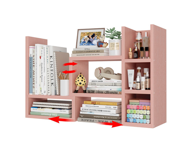Desk Shelves Desktop Organizer Shlef - Pink Office Organization for Top of Desk Organizers and Accessories Corner Bookshelf Table Top Shelving...