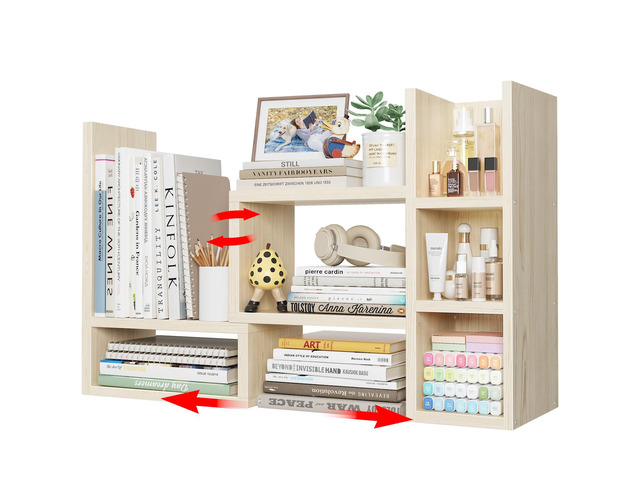 Desk Shelves Desktop Organizer Shlef - Natural Wood Tone Office Organization for Top of Desk Organizers and Accessories Corner Bookshelf Table Top...