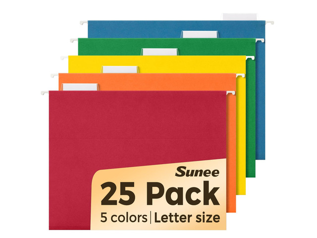 Hanging File Folders Assorted Colors, 25 Pack File Folders Letter Size with 1/5-cut Tabs, Stay Organized for Your Home and Office Bulk File and...