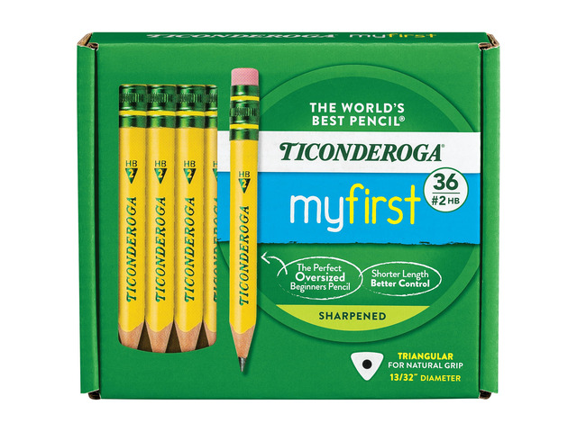 My First Short Triangular Wood-Cased Pencils, #2 HB Soft Yellow, 36 Count, Easy To Hold, For Small Hands