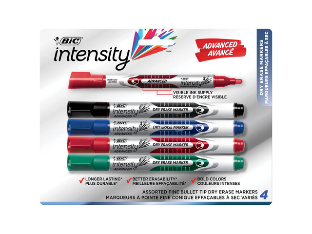 Magic Marker Dry-Erase Markers, Pocket Style, Bullet Point, Assorted, 4-Pack Pocket Style Design Bullet Point Tip for Precise Marking Long...