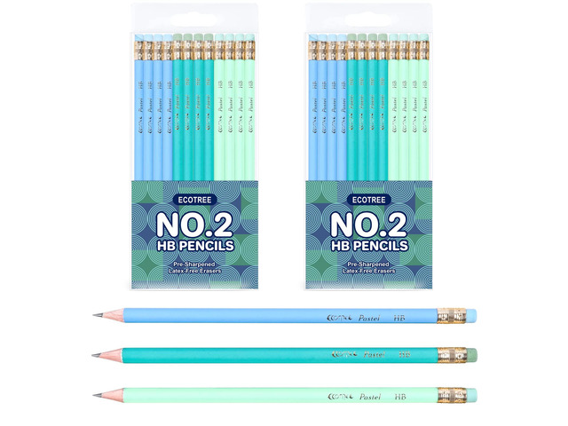 Pre-Sharpened #2 Pastel Pencils, Back to School Supplies, 24 Count Graphite Number 2 Pencils for Kids Students, Latex-Free Eraser, Smooth Writing,...