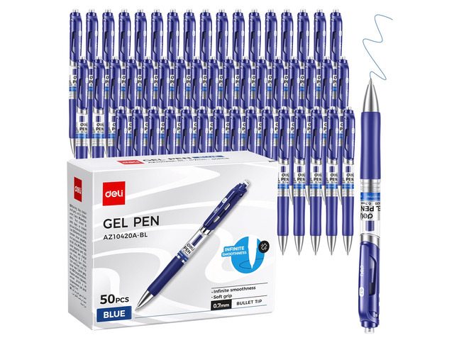 Gel Pens, 50 Pcs Pens Blue Ink, Retractable Medium Point Pen 0.7mm Smooth Writing, Fast Dry, No Bleed for Journaling Note Taking, Home School...