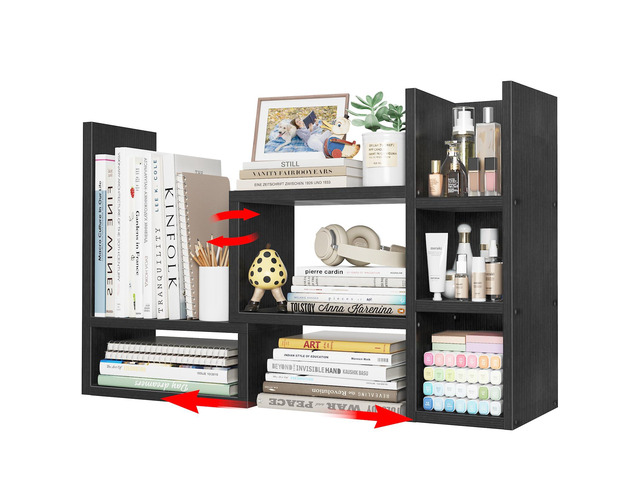 Desk Shelves Desktop Organizer Shlef - Black Office Organization for Top of Desk Organizers and Accessories Corner Bookshelf Table Top Shelving...