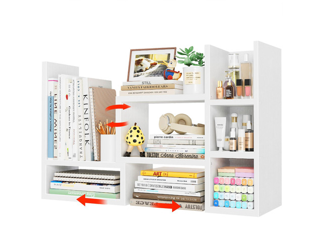 Desk Shelves Desktop Organizer Shelf - White Office Organization for Top of Desk Organizers and Accessories Corner Bookshelf Table Top Shelving...