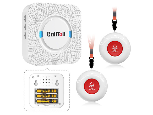 Wireless Caregiver Pager 2 Call Buttons+1 Battery-Powered Receivers Easy Setup, Loud Whole-Home Alerts, Peace of Mind, Waterproof Call Button for...