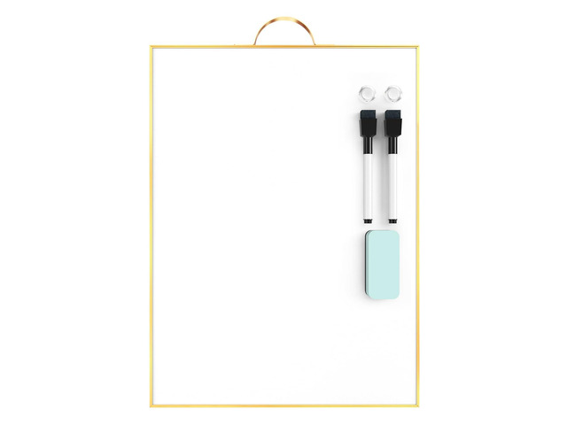 Small White Board - 16' X 12' Portable Gold Aluminum Framed Whiteboard, Magnetic Dry Erase Board with a Handle, to Do List Notepad for Office,...