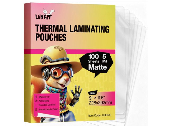 Matte Thermal Laminating Pouches 9 x 11.5 Inches 5 Mil Thick Matte Finish 100 Sheets Large Package Fitted for Letter Size Laminating Sheets 8.5 x 11