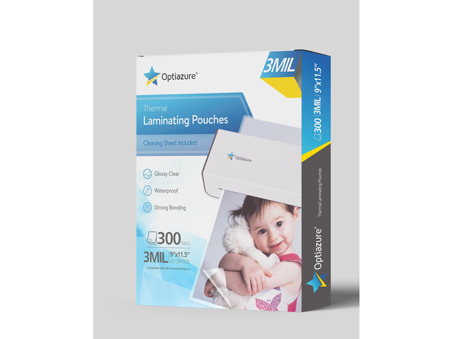 Thermal Laminating Pouches 9'x11.5' Inches, 3mil 300Pack, Clear, Letter Size