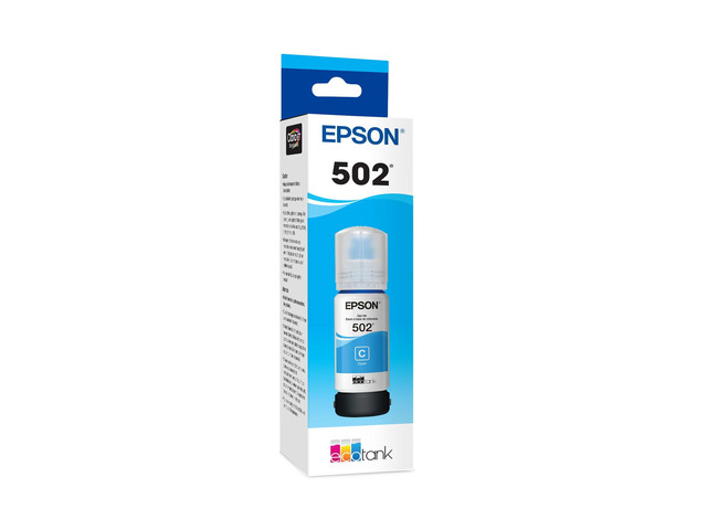 502 EcoTank Ink Ultra-high Capacity Bottle Cyan Works with ET-2750, 2760, 2850, 3750, 3760, 3850, 4850, and other select models